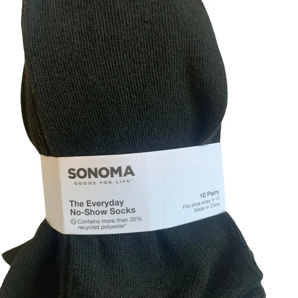 NWT Sonoma The Everyday No Show Socks Womens Sz 5-10 Black Socks Ankle Scoop